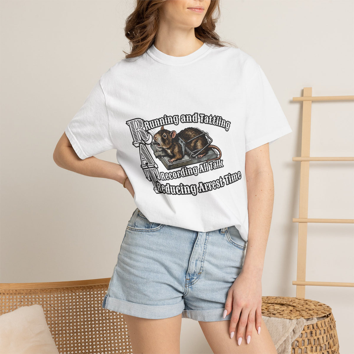 Rat Patrol T-Shirt — "Ratting and Tattling, Recording All That, Reducing Arrest Time" Graphic Tee