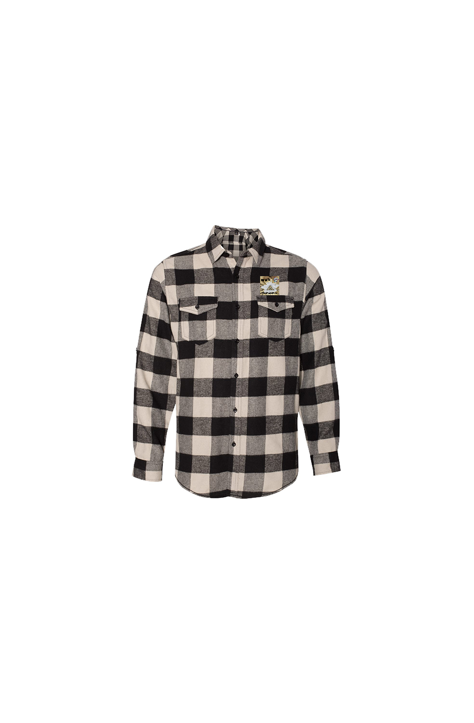 SFA's Good 👁 symbol Long-Sleeve-Flannel-Ecru-And-Black