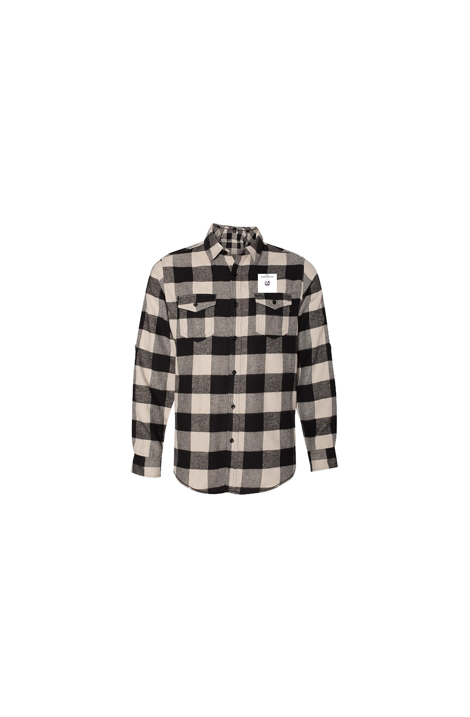 SFA'S logo on Long-Sleeve-Flannel-Ecru-And-Black