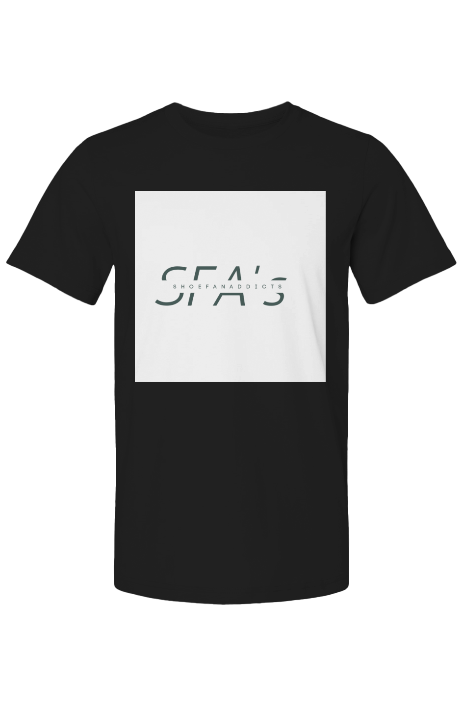 Blk SFA's T Shirt w/SFA's Brand on wht background