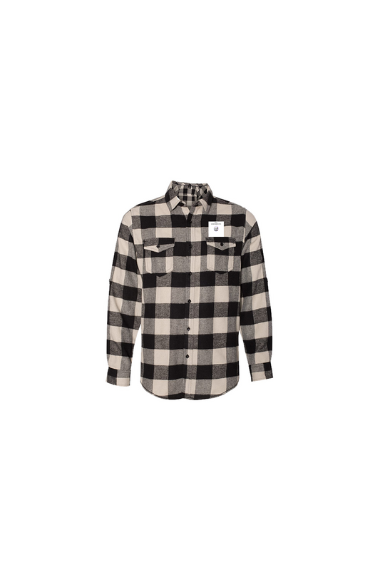 SFA'S logo on Long-Sleeve-Flannel-Ecru-And-Black