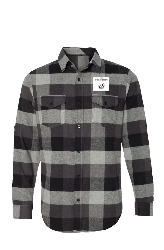 SFA'S Print logo on Long Sleeve Flannel Grey And B