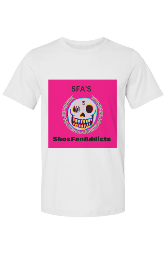 Wht SFA's T Shirt w logo on background of Fie! Pin